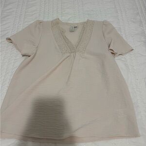 Joie Cream Lace Trim Top